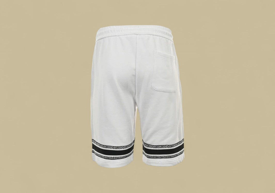 Dior Bottom Contrast Embroidery Logo Shorts – White/Black Trim