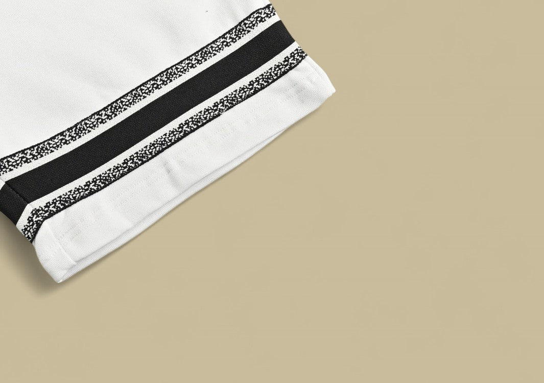 Dior Bottom Contrast Embroidery Logo Shorts – White/Black Trim