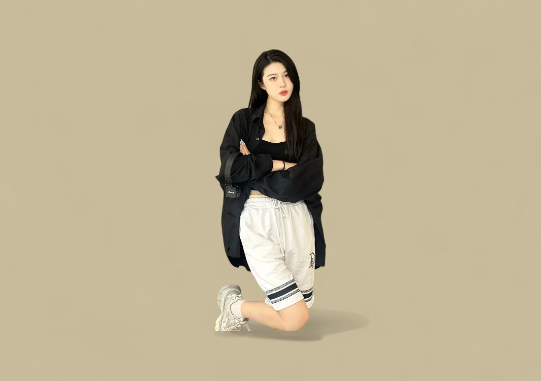 Dior Bottom Contrast Embroidery Logo Shorts – White/Black Trim