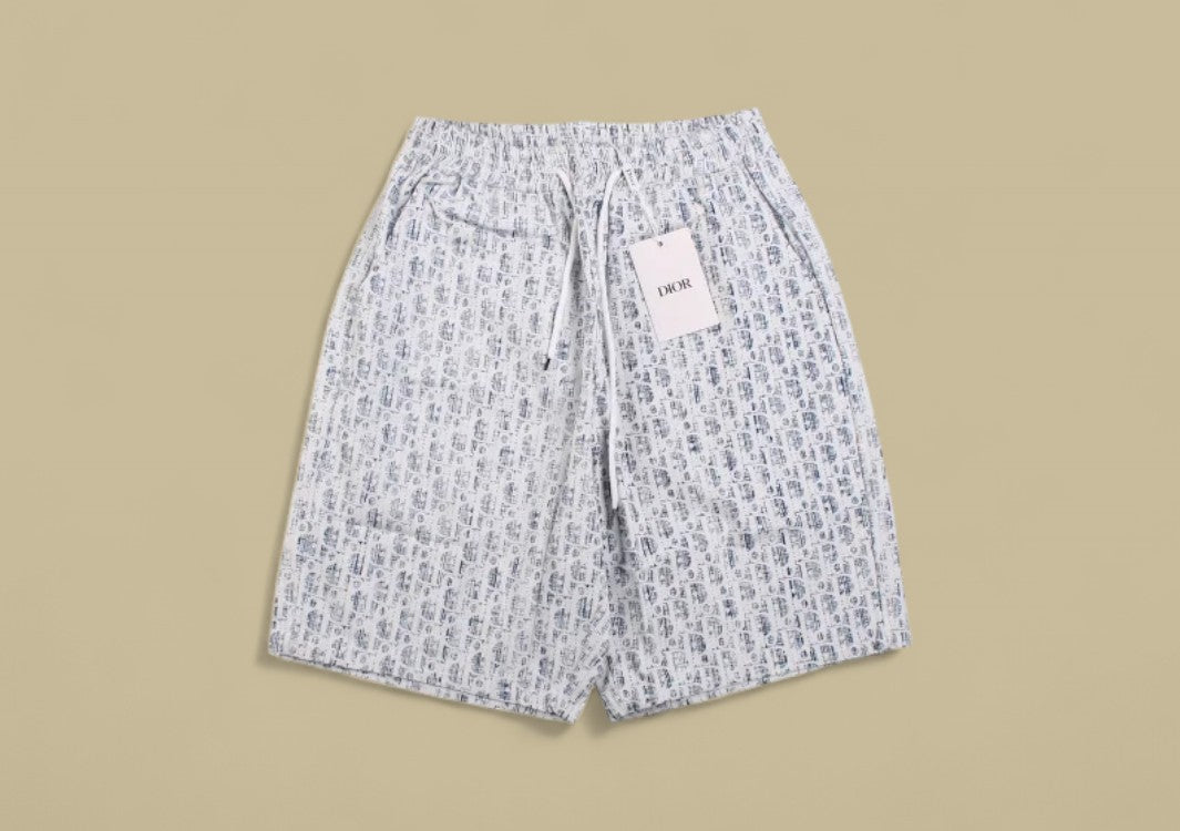 Dior CD Monogram Jacquard Denim Shorts – Blue Full Logo Weave