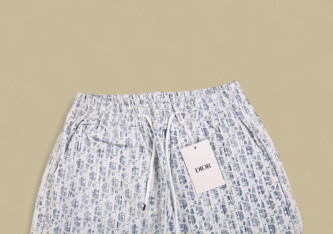 Dior CD Monogram Jacquard Denim Shorts – Blue Full Logo Weave