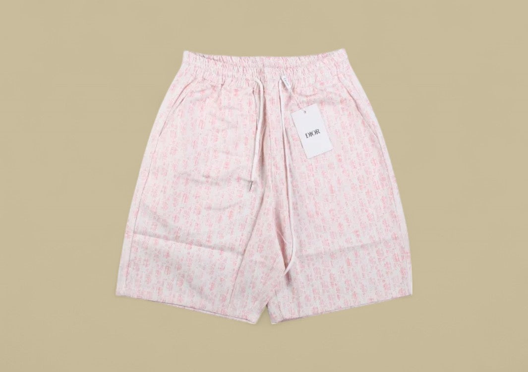 Dior CD Monogram Jacquard Denim Shorts – Pink Full Logo Weave