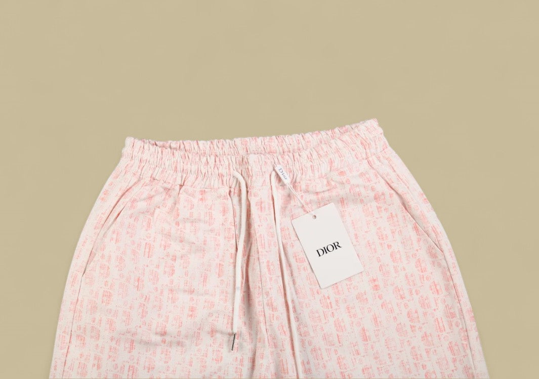 Dior CD Monogram Jacquard Denim Shorts – Pink Full Logo Weave