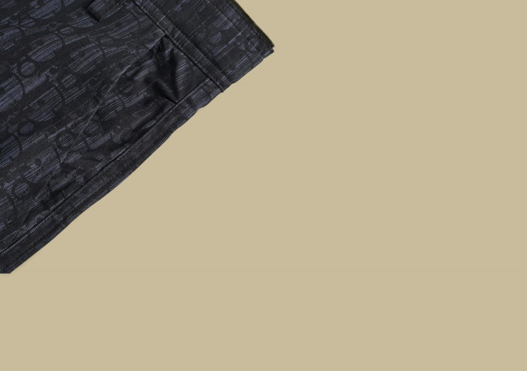 Dior CD Monogram Jacquard Shorts – Dark Blue with Belt Detail