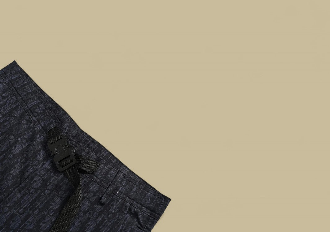 Dior CD Monogram Jacquard Shorts – Dark Blue with Belt Detail