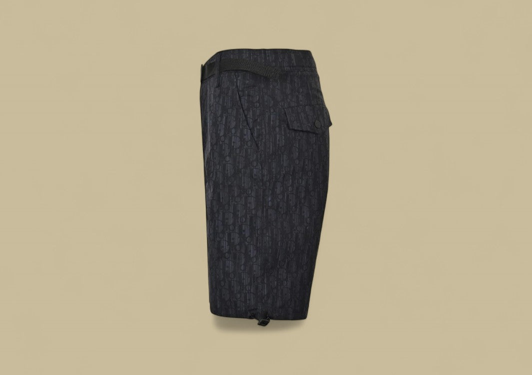 Dior CD Monogram Jacquard Shorts – Dark Blue with Belt Detail