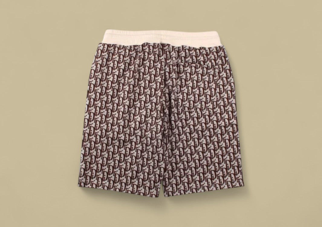 Dior Full Monogram Logo Knit Shorts – Beige & Brown