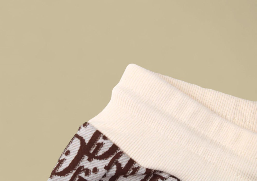 Dior Full Monogram Logo Knit Shorts – Beige & Brown