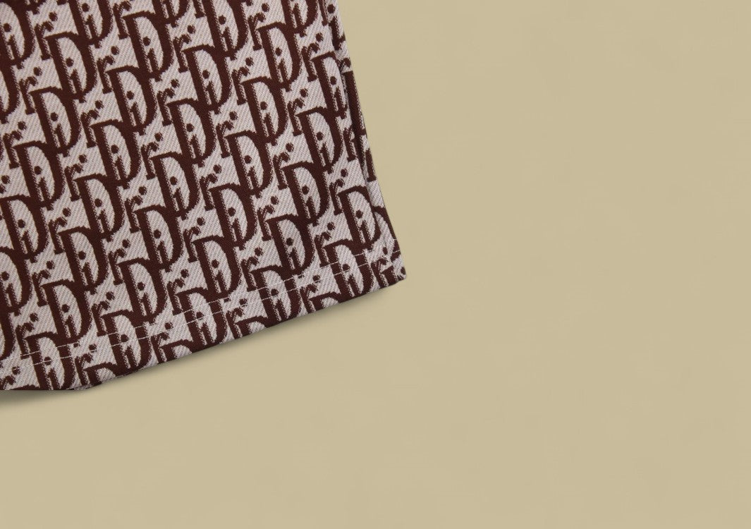 Dior Full Monogram Logo Knit Shorts – Beige & Brown
