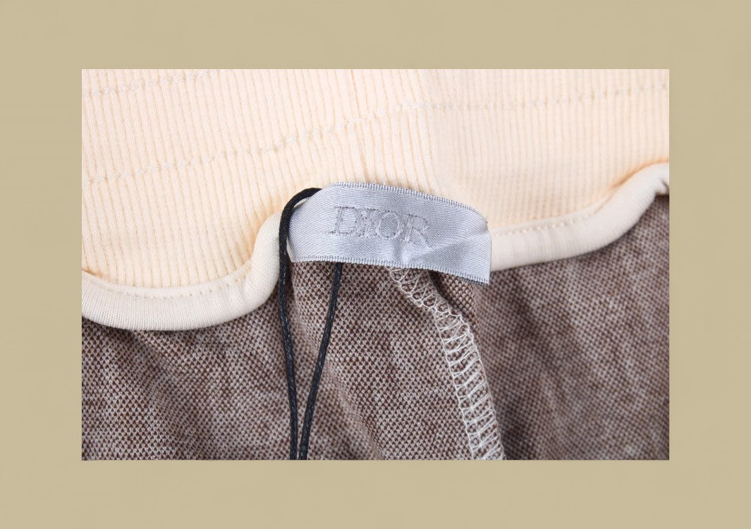 Dior Full Monogram Logo Knit Shorts – Beige & Brown