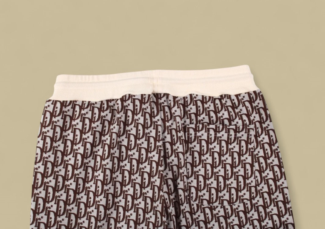 Dior Full Monogram Logo Knit Shorts – Beige & Brown
