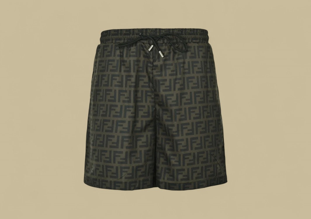 Fendi 24SS Full Double F Logo Beach Shorts All-Over Monogram for Elevated Resort Style