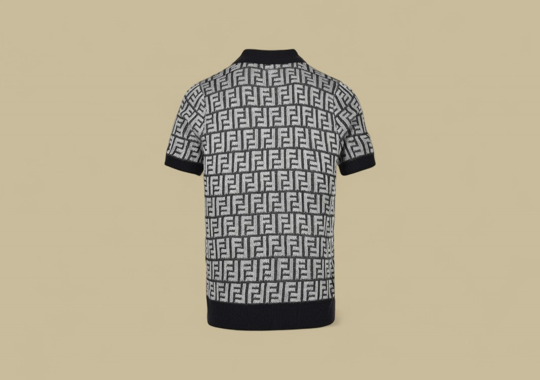 Fendi 24SS Full FF Logo Jacquard Knit Polo Premium Texture with Iconic Monogram Elegance