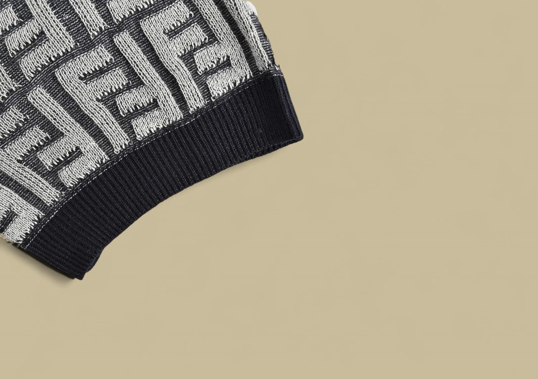 Fendi 24SS Full FF Logo Jacquard Knit Polo Premium Texture with Iconic Monogram Elegance