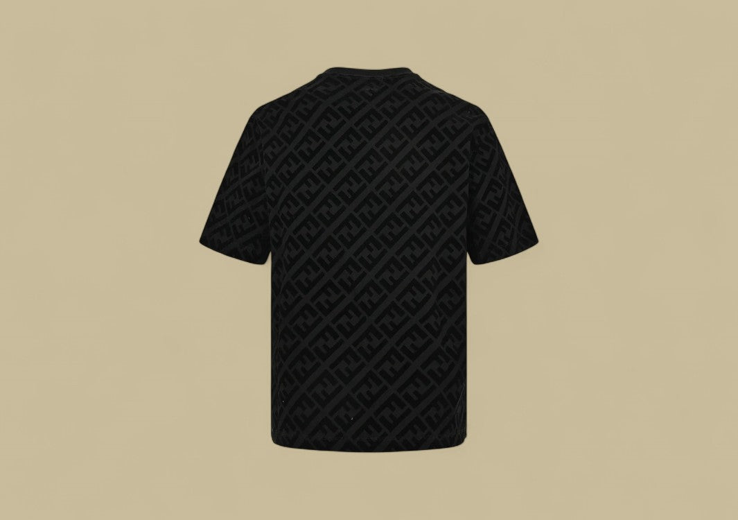 Fendi 24SS Full Flocking Logo T-Shirt All-Over Velvet Texture with Iconic Branding