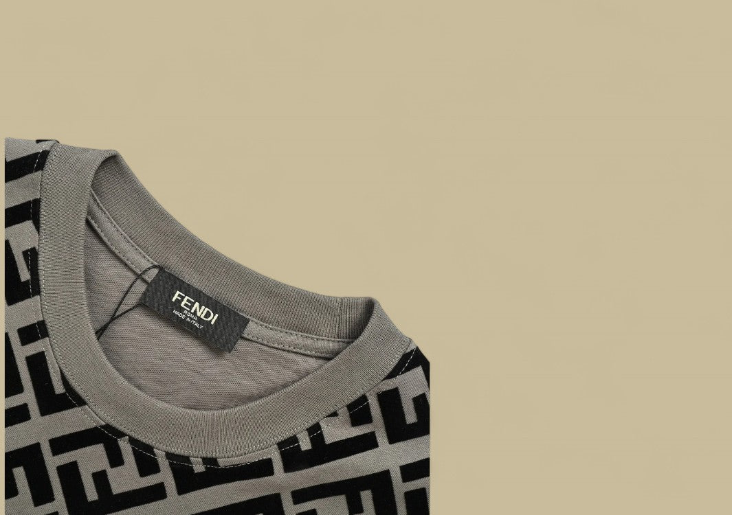 Fendi 24SS Full Flocking Logo T-Shirt Bold Texture Meets Signature Luxury