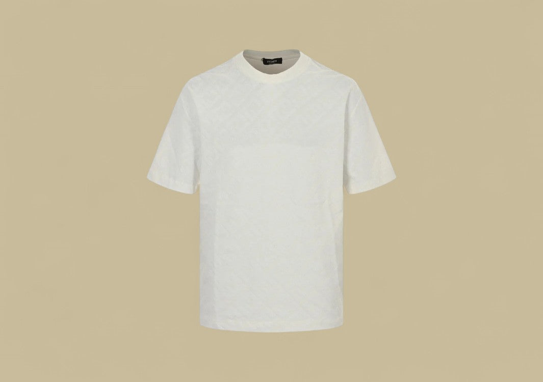 Fendi 24SS Full Flocking Logo T-Shirt Textured Statement with Iconic Flair