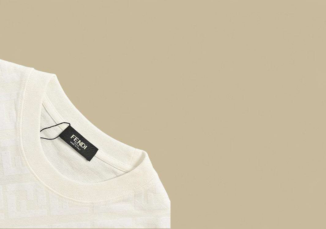 Fendi 24SS Full Flocking Logo T-Shirt Textured Statement with Iconic Flair