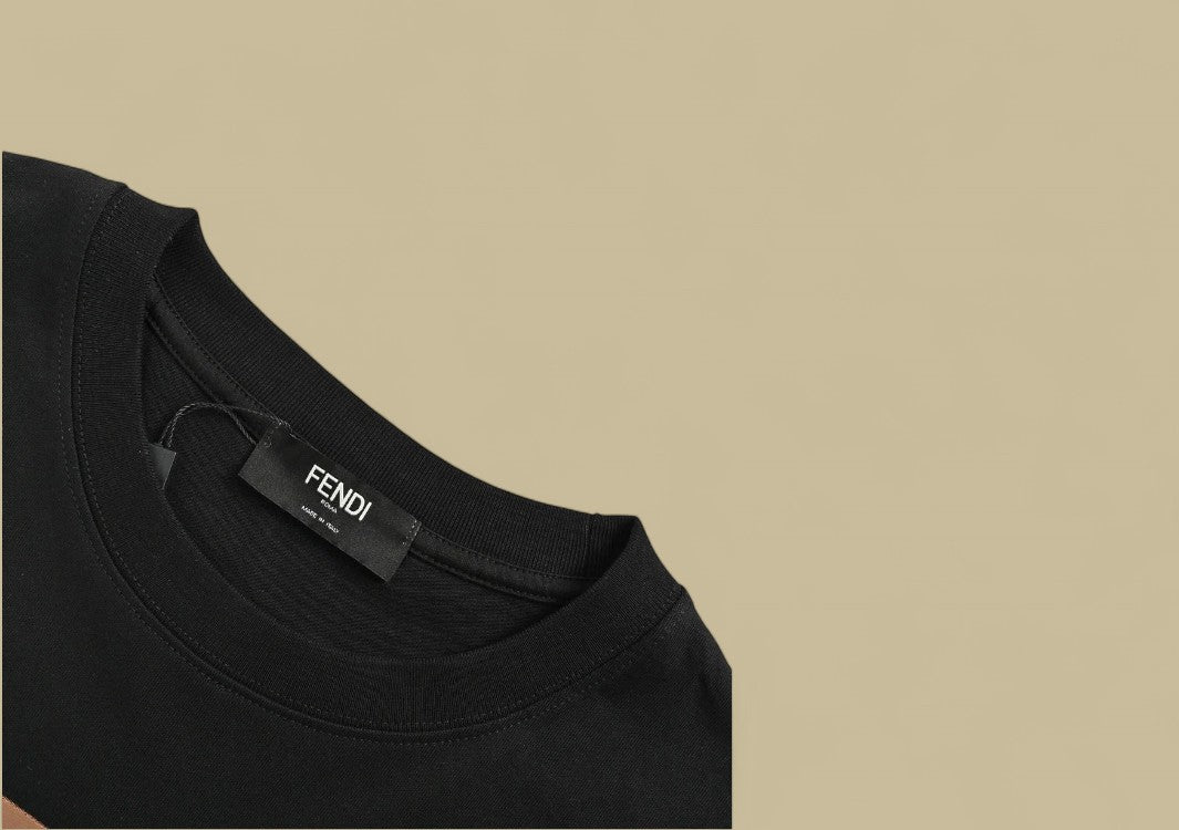 Fendi 24SS Hand-Drawn Gradient Double F Logo T-Shirt Creative Fade with Signature Style