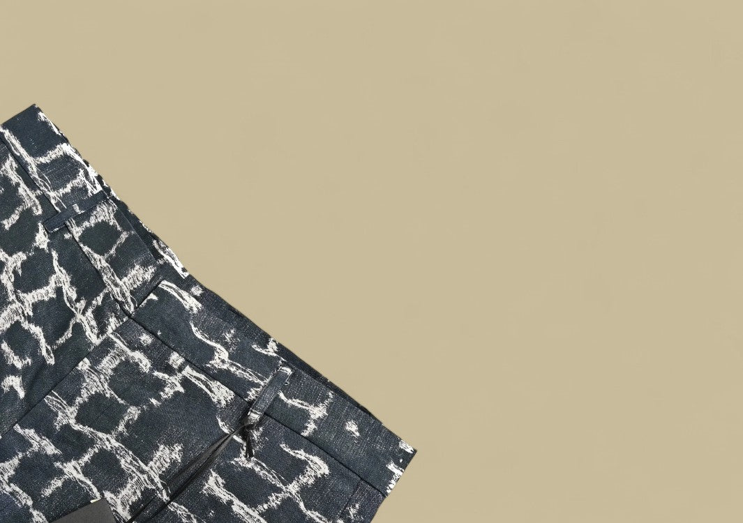 Fendi 24SS Square Grid FF Logo Flax Tassel Shorts Breezy Texture with Signature Detailing