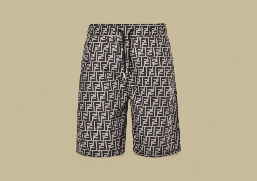 Fendi Classic Full FF Logo Nylon Shorts Lightweight Monogram Style with Timeless Appeal