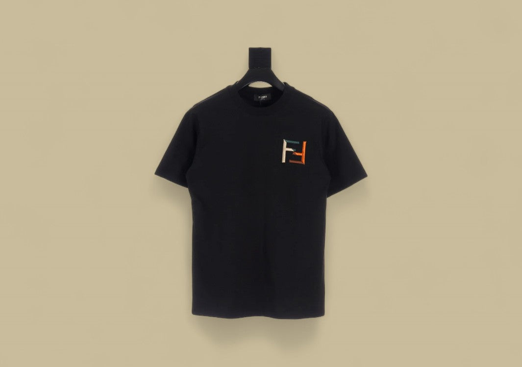 Fendi Embroidered Double F Joint Color T-Shirt Bold Contrast with Iconic Detailing