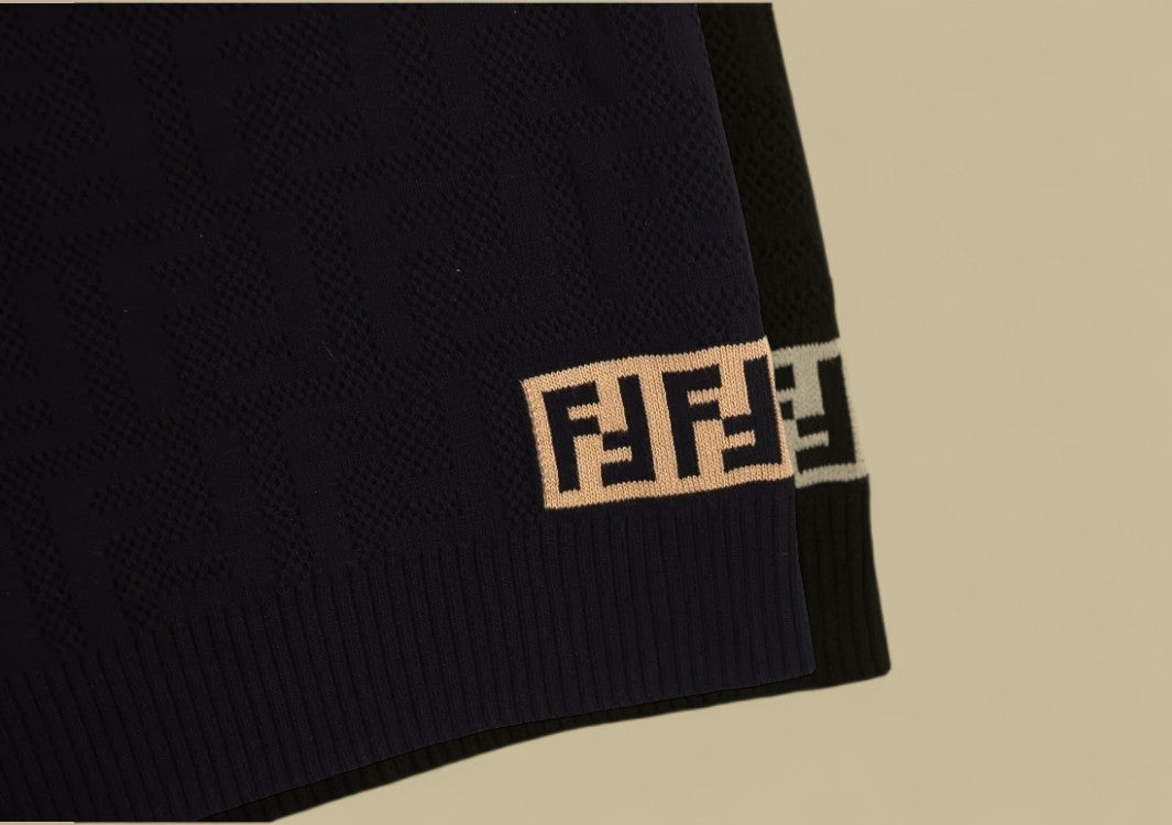 Fendi Ghost Line Double F Logo Knit Shorts Tonal Monogram Style with a Modern Edge