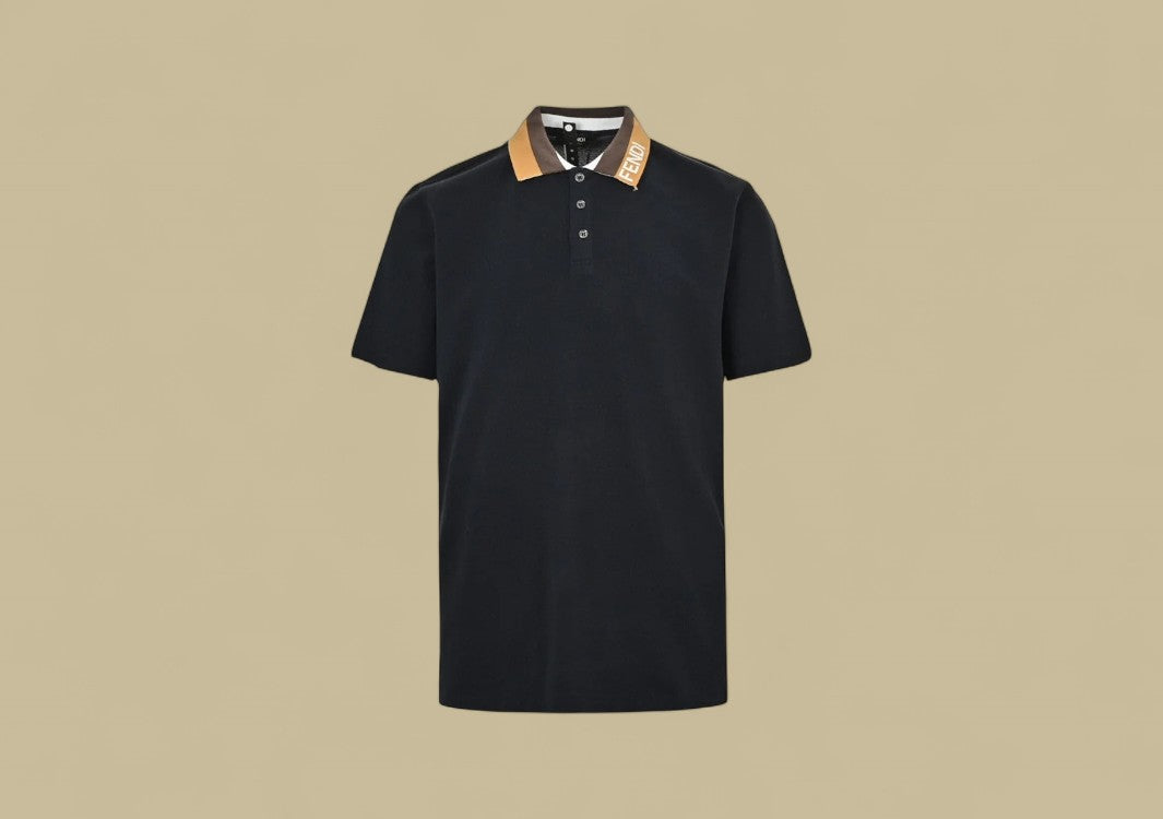 Fendi Neckline Braid Logo Polo T-Shirt Elevated Essentials with Braided Collar Detailing