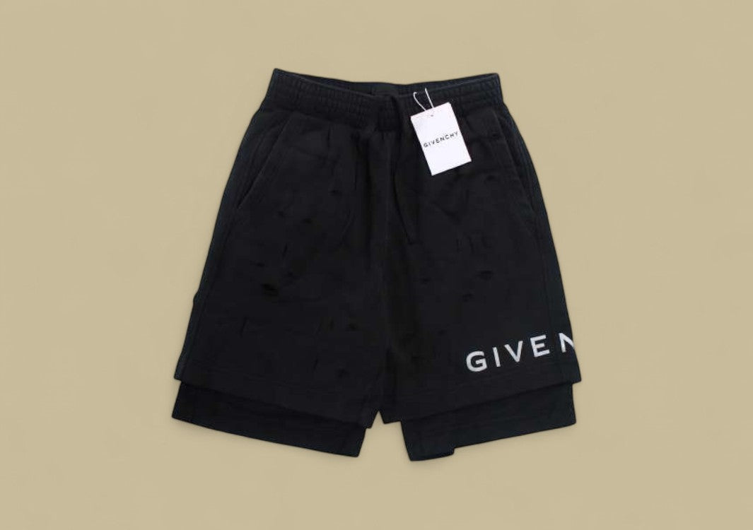 Givenchy 23SS Broken Holes Fake Two Pieces Short - Black