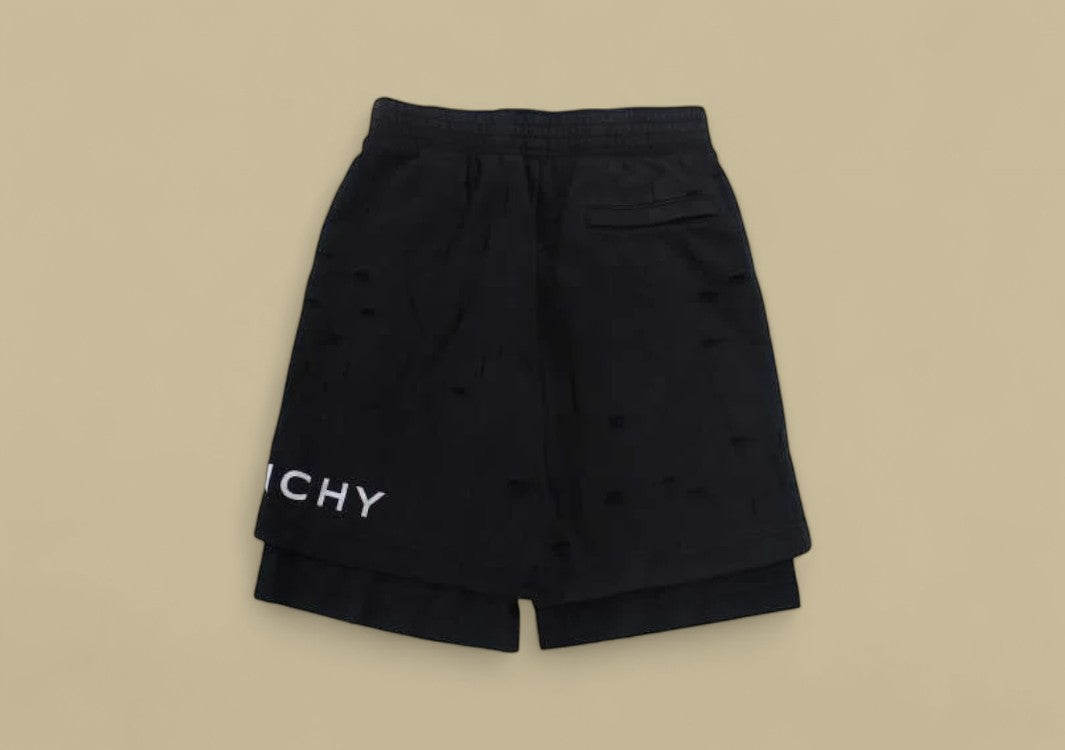 Givenchy 23SS Broken Holes Fake Two Pieces Short - Black