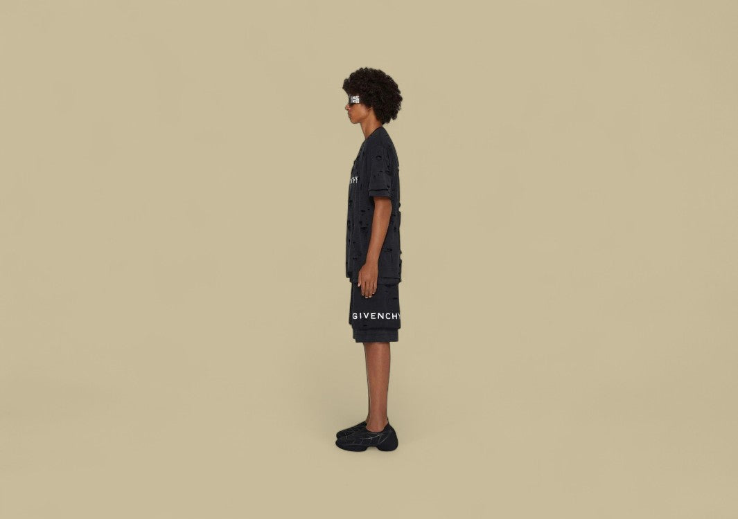 Givenchy 23SS Broken Holes Fake Two Pieces Short - Black