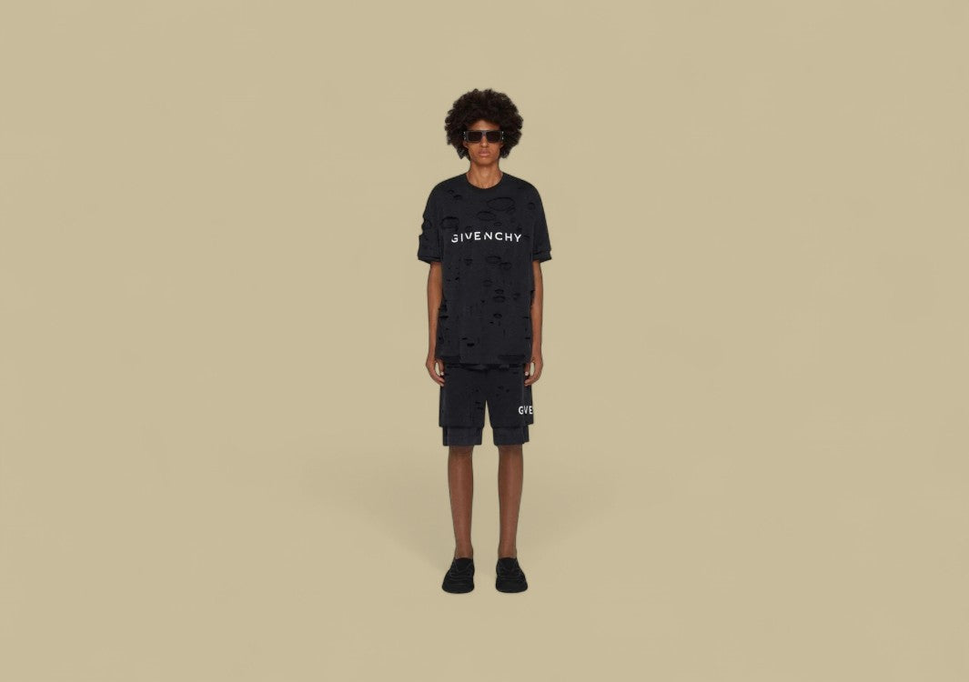 Givenchy 23SS Broken Holes Fake Two Pieces Short - Black