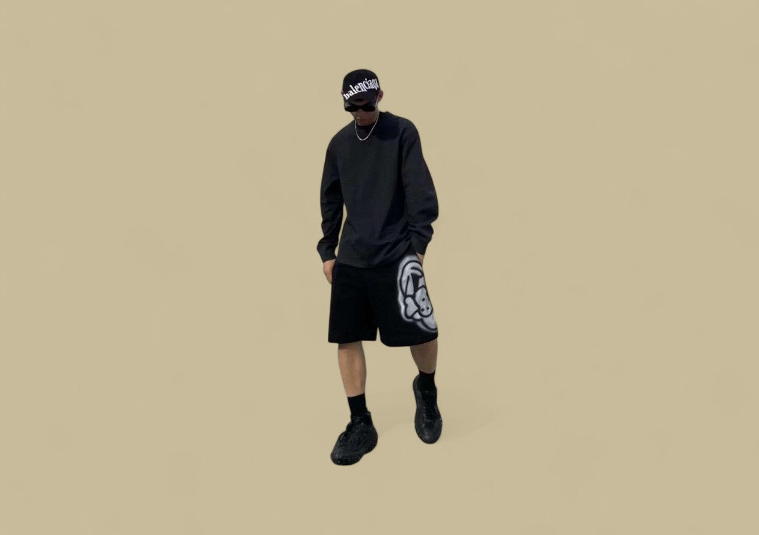 Givenchy 24ss Graffiti Dog’s Head Logo Short – Black
