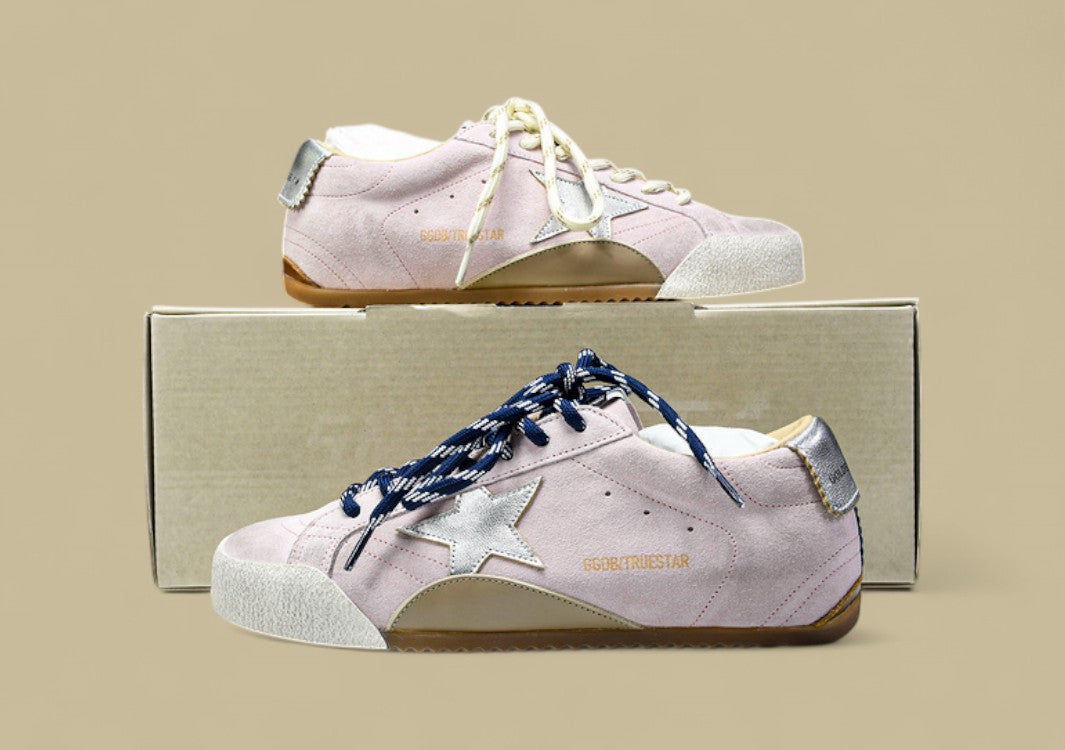 Golden Goose 25th Anniversary Limited Edition Strappy Flat Low-top German Training Pink/Blue