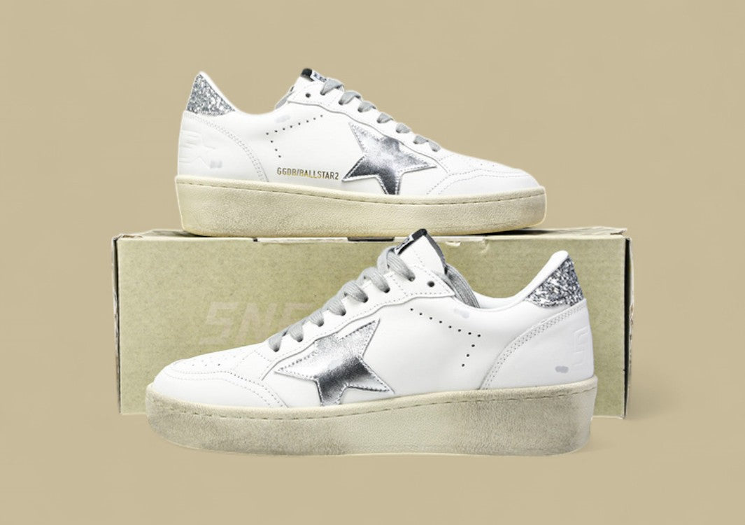 Golden Goose Ball Star2 White/Grey/Silver