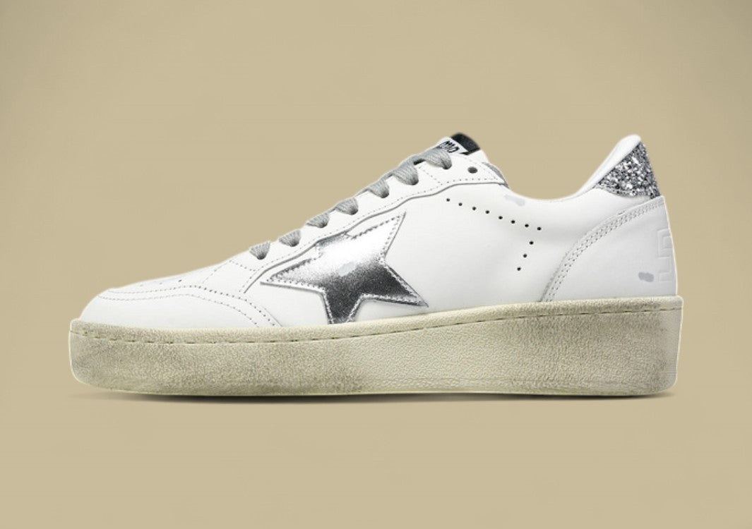 Golden Goose Ball Star2 White/Grey/Silver