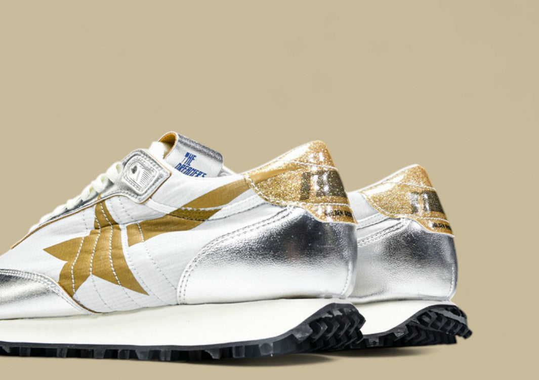 Golden Goose Marathon Low Top Living Casual Shoes Khaki/silver Lustre