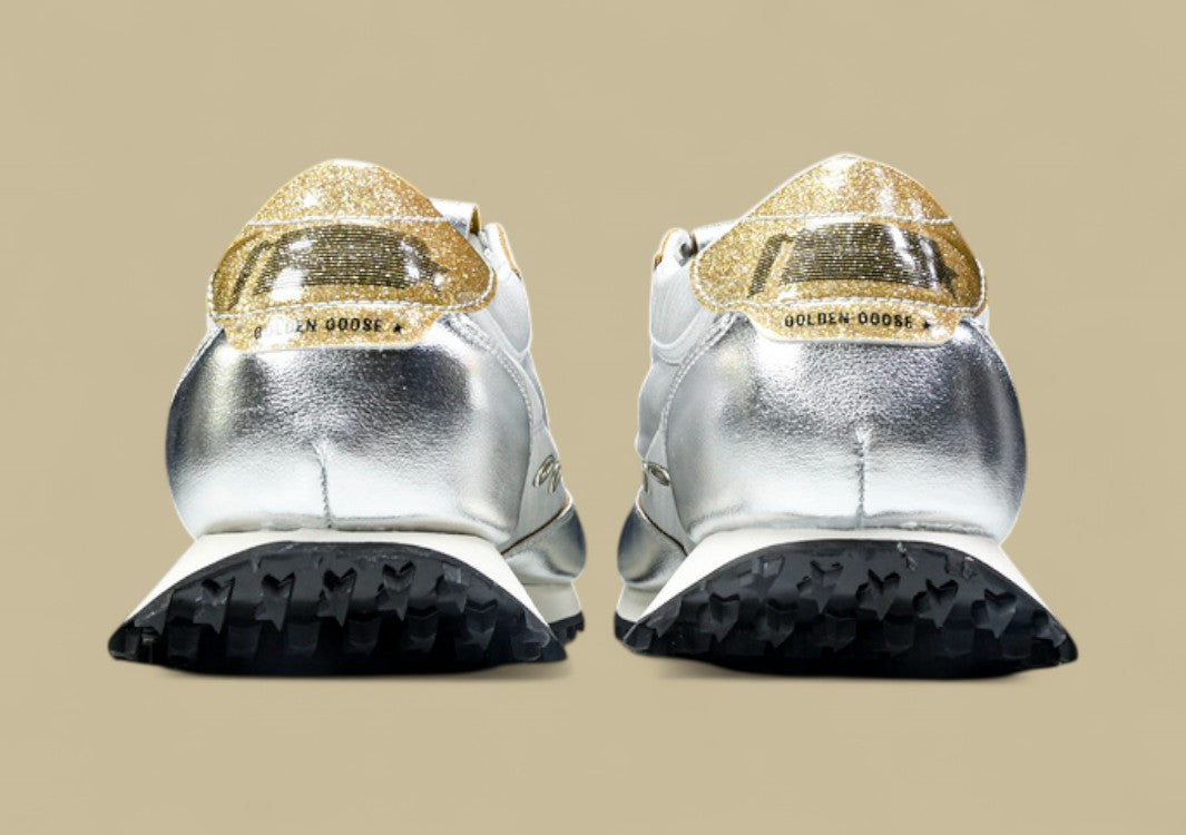 Golden Goose Marathon Low Top Living Casual Shoes Khaki/silver Lustre