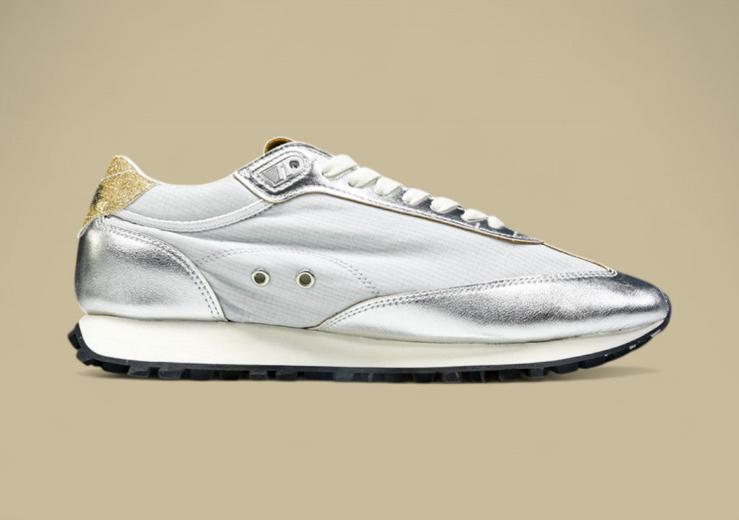 Golden Goose Marathon Low Top Living Casual Shoes Khaki/silver Lustre