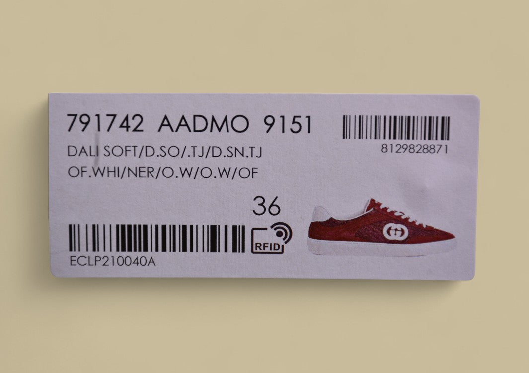 Gucci Burgundy Retro Sneakers Vintage Low-Tops with Bold Contrast Logo