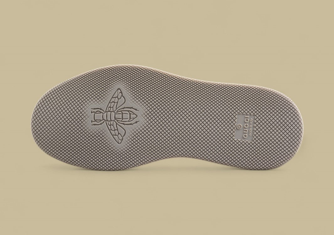 Gucci GG Monogram Platform Sneakers Pastel Beige Low-Tops with Mint & Red Accents