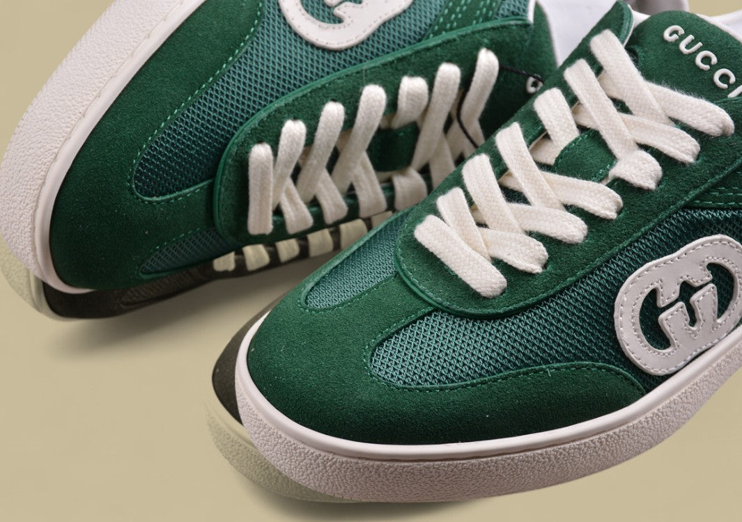 Gucci Green Retro Sneakers Heritage-Inspired Low-Tops with Signature GG Branding