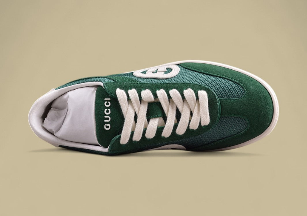 Gucci Green Retro Sneakers Heritage-Inspired Low-Tops with Signature GG Branding