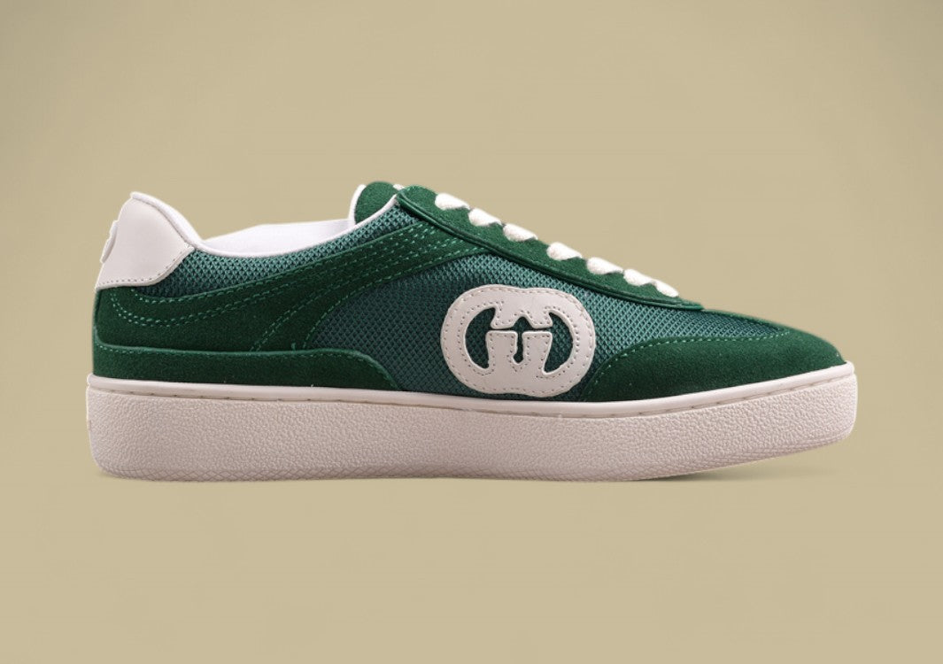 Gucci Green Retro Sneakers Heritage-Inspired Low-Tops with Signature GG Branding