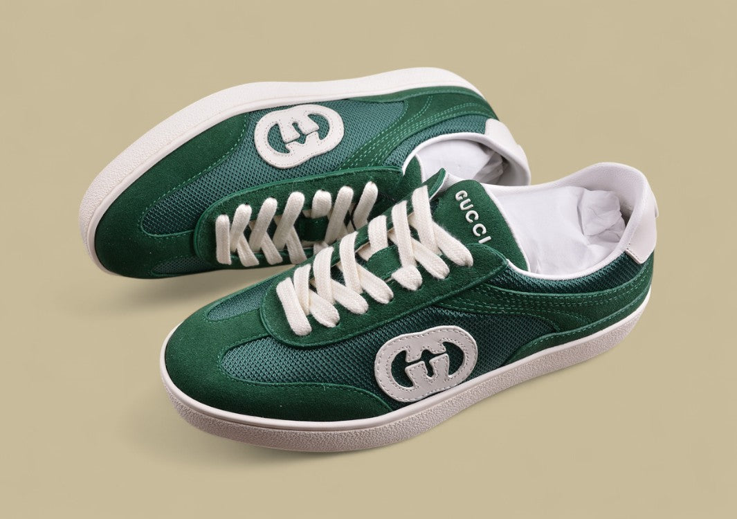 Gucci Green Retro Sneakers Heritage-Inspired Low-Tops with Signature GG Branding