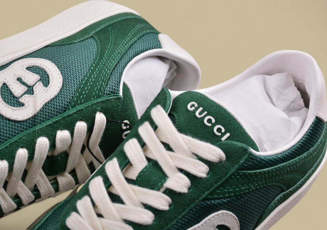 Gucci Green Retro Sneakers Heritage-Inspired Low-Tops with Signature GG Branding