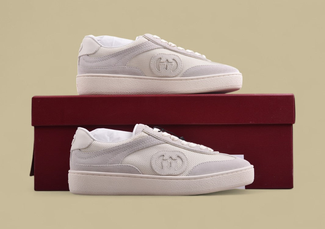 Gucci Monochrome Retro Sneakers Clean Low-Top with Subtle GG Detail