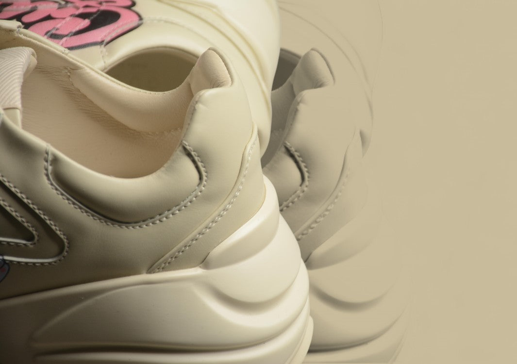 Gucci Rhyton Bunny Sneakers Chunky Cream Leather Trainers with Cartoon Graphic Print