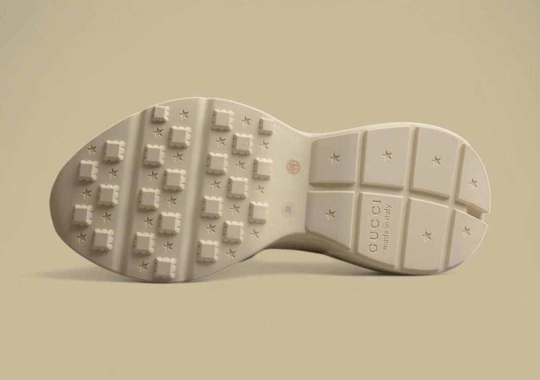 Gucci Rhyton Triple Beige Minimalist Chunky Sole Sneakers in Monochrome Leather