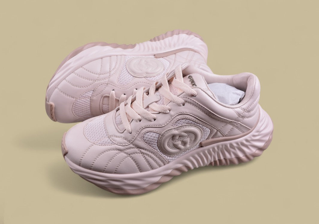 Gucci Run Sneakers Soft Beige Monochrome Trainers with GG Detail